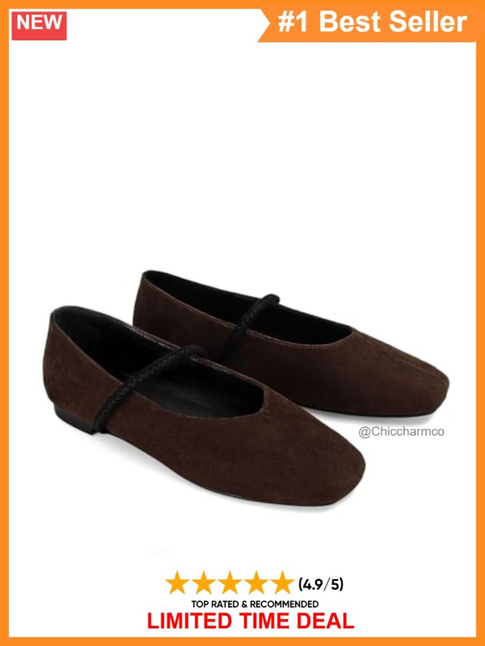 Suede Mary Jane Ballet Flats Square Toe Slip On Comfort Dress Shoes